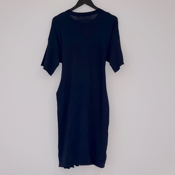 COUNTRY ROAD Navy Blue Stretch Belted Tie Front Summer Knit Casual Midi Dress - Picture 10 of 13
